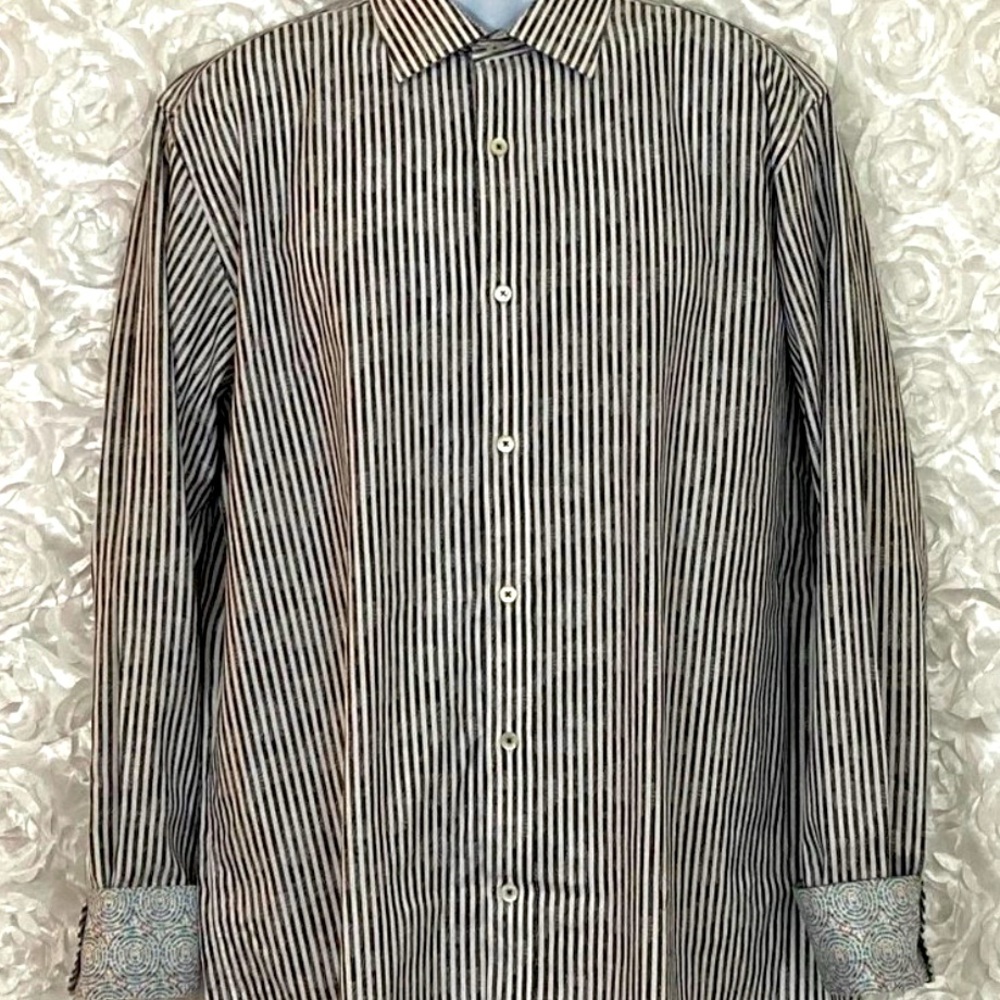 Bugatchi | Floral + Stripe Flip Cuff Button Down